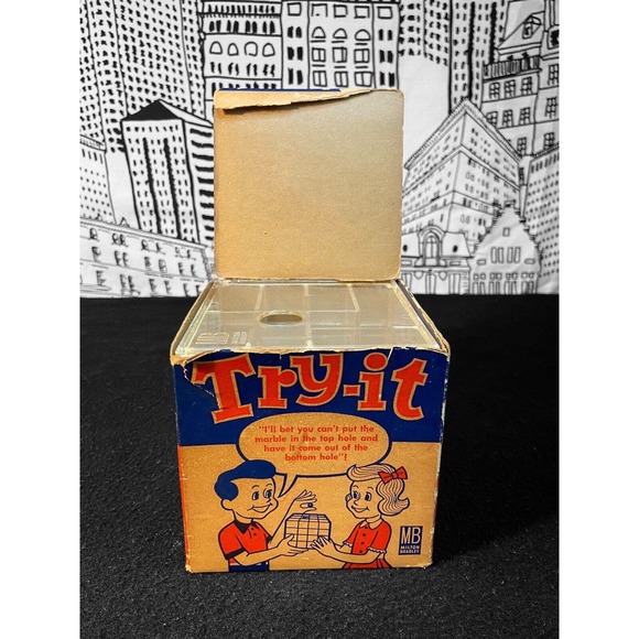 Vintage 1960 TRY IT! Milton Bradley Puzzle Cube Marble Skill Game ORIGINAL BOX! - Picture 10 of 15